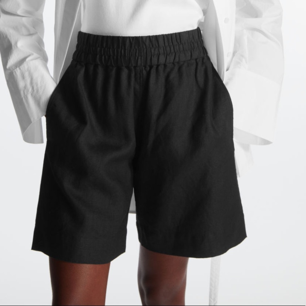 COS elastic linen shorts in black - never worn